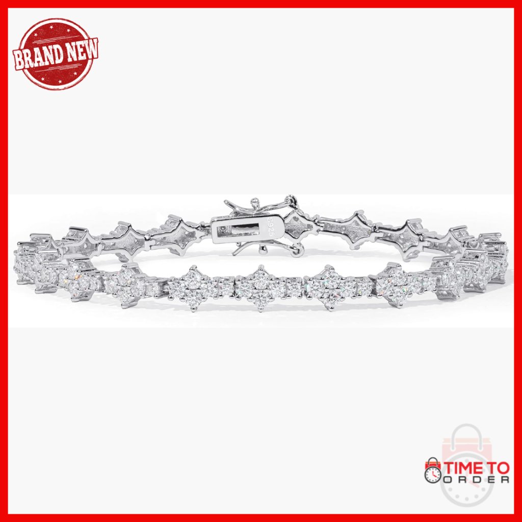 Moissanite Tennis Bracelet 925 Sterling Silver 18k Gold Plated Gra Certificate